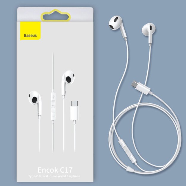 Baseus Encok C17 In-Ear Headphones with USB-C Cable and Microphone - White 16