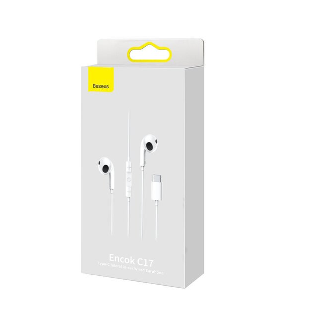 Baseus Encok C17 In-Ear Headphones with USB-C Cable and Microphone - White 6