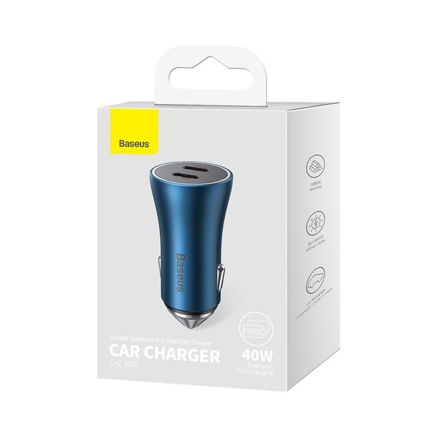 Baseus Golden Contactor Pro car charger 2x USB-C 40W blue (CGJP000003) 4