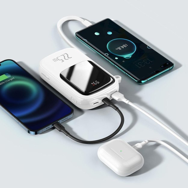 Baseus Qpow Digital Display powerbank with fast charging 20000mAh 22.5W QC/PD/SCP/FCP with built-in USB-C cable white 8