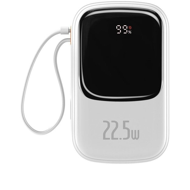 Baseus Qpow Digital Display powerbank with fast charging 20000mAh 22.5W QC/PD/SCP/FCP with built-in USB-C cable white 2