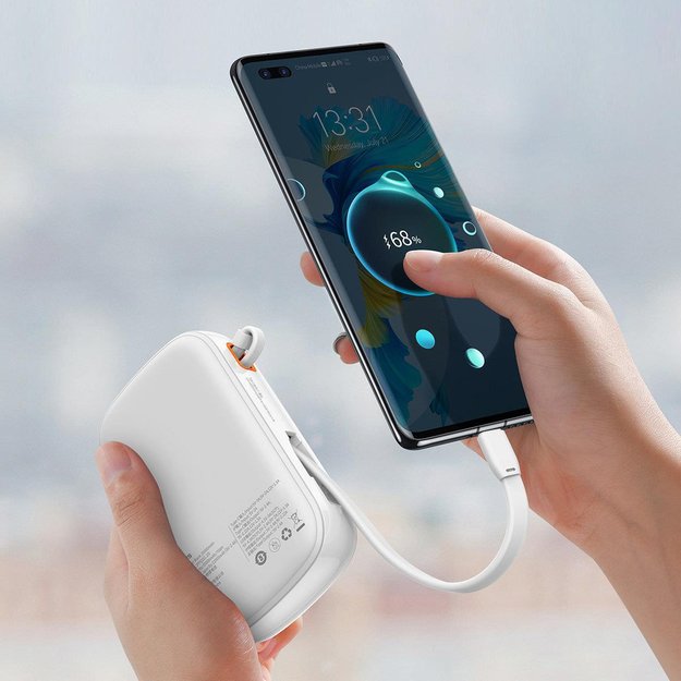 Baseus Qpow Digital Display powerbank with fast charging 20000mAh 22.5W QC/PD/SCP/FCP with built-in USB-C cable white 10