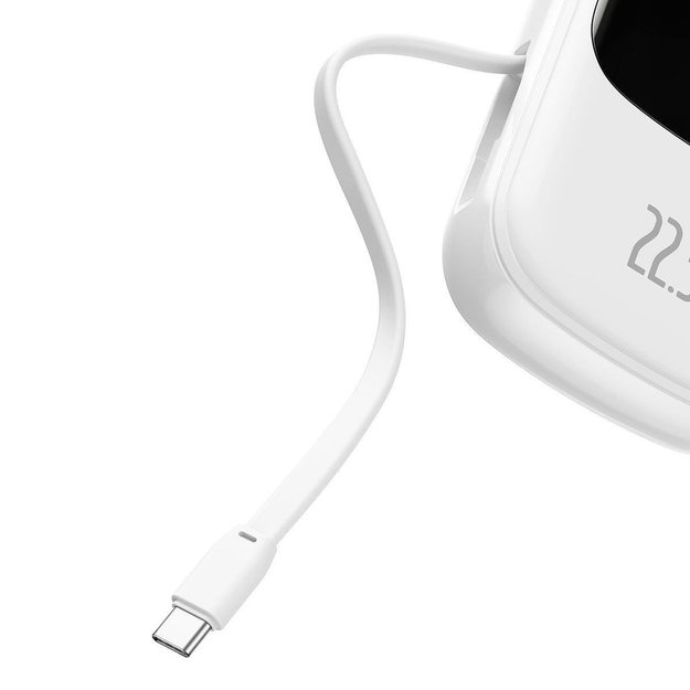 Baseus Qpow Digital Display powerbank with fast charging 20000mAh 22.5W QC/PD/SCP/FCP with built-in USB-C cable white 7