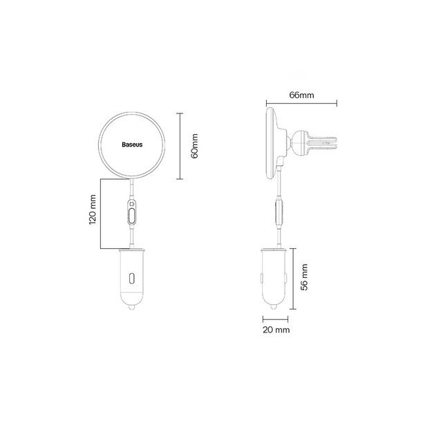 Baseus CW01 MagSafe 15W USB 25W inductive car charger - black 13