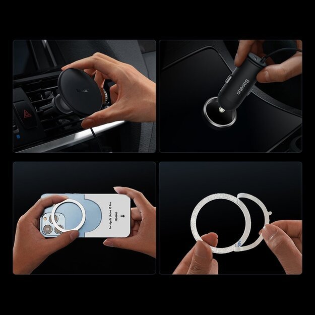 Baseus CW01 MagSafe 15W USB 25W inductive car charger - black 9