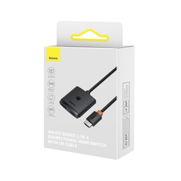 Baseus AirJoy 2in1 4K 60Hz bi-directional HDMI adapter with built-in 1m cable - black 5