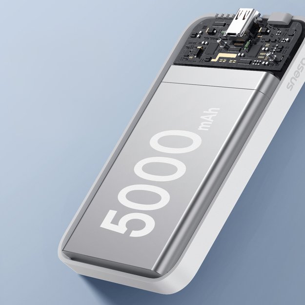 Baseus mini power bank 5000mAh 20W + USB-C cable (20V/3A) - white 5
