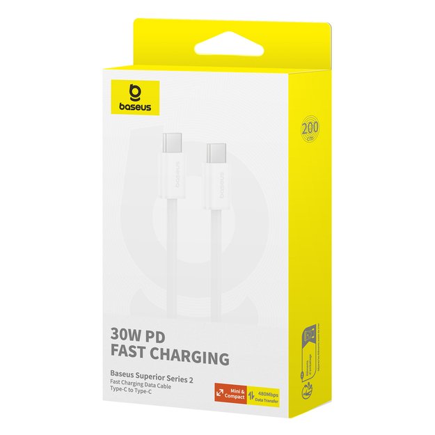 Baseus Superior Series ll USB-C - USB-C 30W 480Mb/s 2m cable - white 4