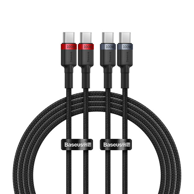 Baseus Cafule USB-C / USB-C cable 100W 1 m - red-black and black-gray (2 pcs.)