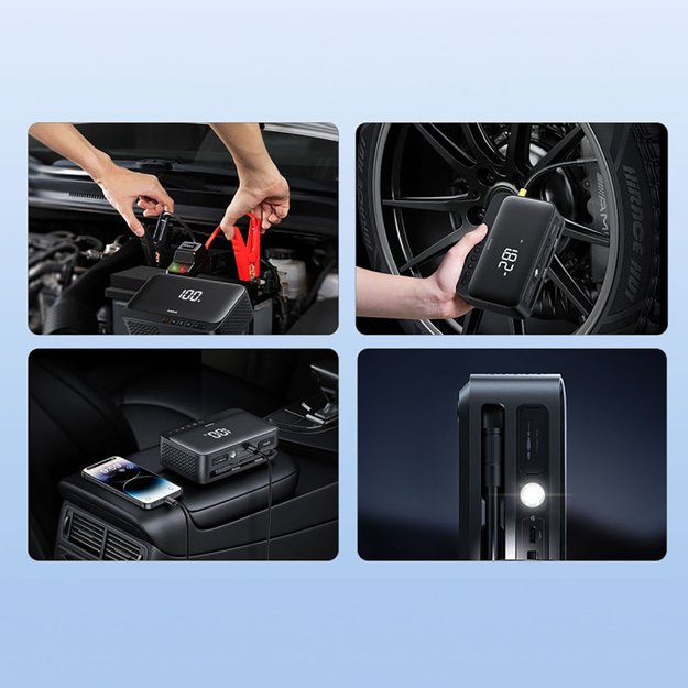 Jump starter Baseus Super Energy BS-CH013 4in1 600A with flashlight / powerbank 6000mAh / compressor - black 9