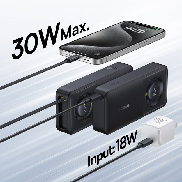 Baseus Free2Pull 10000mAh 30W powerbank with USB-C port and retractable USB-C cable - black 6