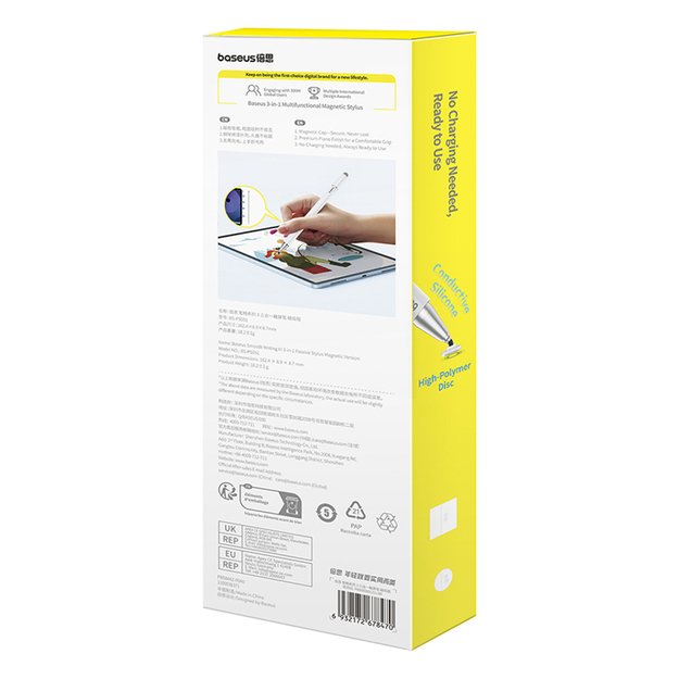 Baseus Smooth Writing III 3in1 Passive Stylus - Magnetic Version - White 6