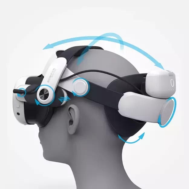 BoboVR M3 Pro strain relief strap for Meta Quest 3 VR goggles + BoboVR B2 battery - white and black 5