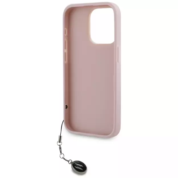 Karl Lagerfeld Saffiano Rhinestones &amp  Charm case for iPhone 15 Pro - pink 13