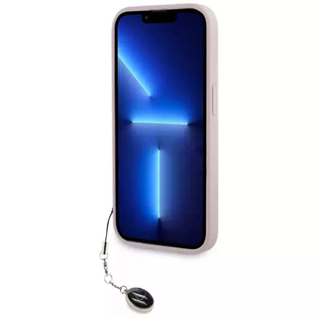 Karl Lagerfeld Saffiano Rhinestones &amp  Charm case for iPhone 15 Pro - pink 11