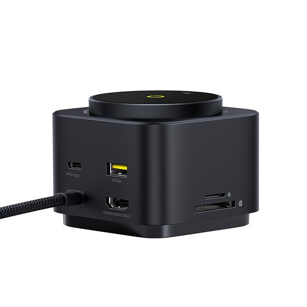 Baseus MagPro Series II 7-in-1 USB-C Hub with MagSafe-compatible Charger 15W + HDMI + USB-A + USB-C + SD/TF - Black 3