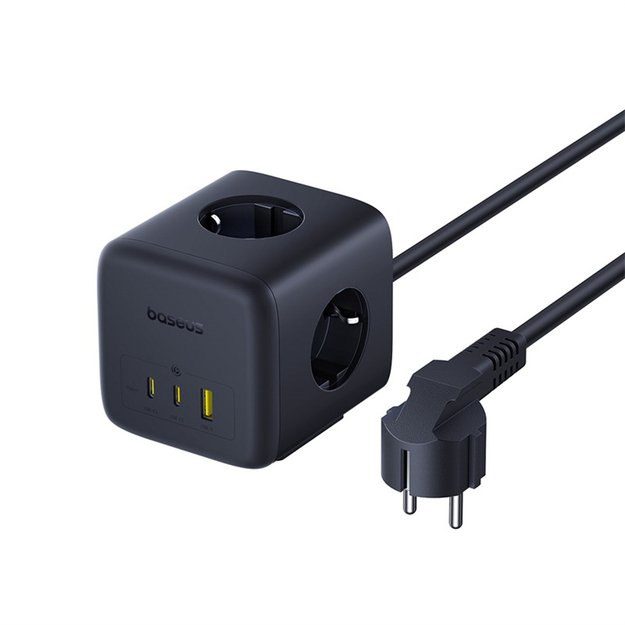 Baseus EnerFill FA11 67W Power Strip, USB-A + USB-C Cube + 3 x EU Socket 1.5m - Black 2