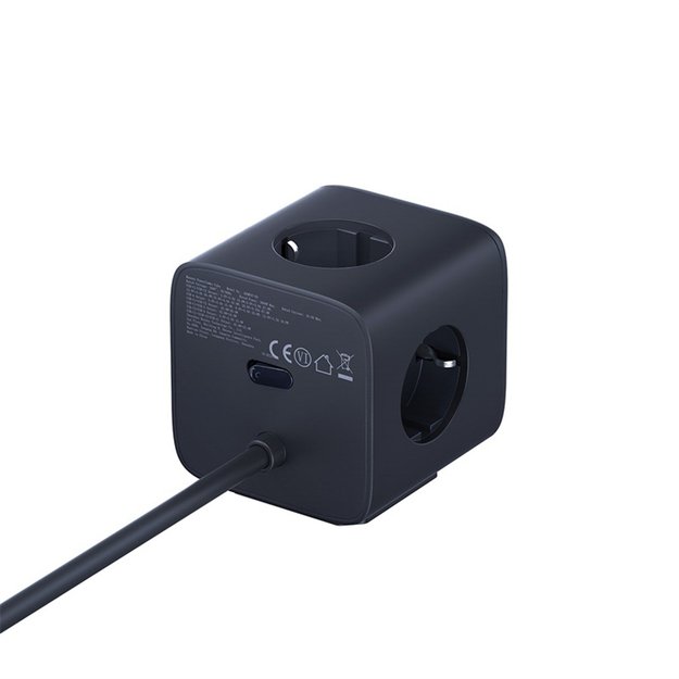 Baseus EnerFill FA11 67W Power Strip, USB-A + USB-C Cube + 3 x EU Socket 1.5m - Black 3