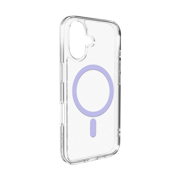 Puro Lite Mag TPU+PC Case Compatible with MagSafe for iPhone 17 - Transparent with Pink Ring