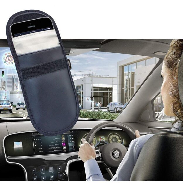 Anti-theft Car Key Pouch Radio Blocking Pouch Keyless Faraday Box Faraday Cage 14cm with 10cm Black 12