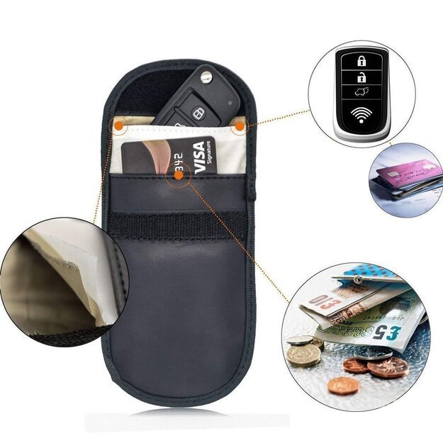 Anti-theft Car Key Pouch Radio Blocking Pouch Keyless Faraday Box Faraday Cage 14cm with 10cm Black 5