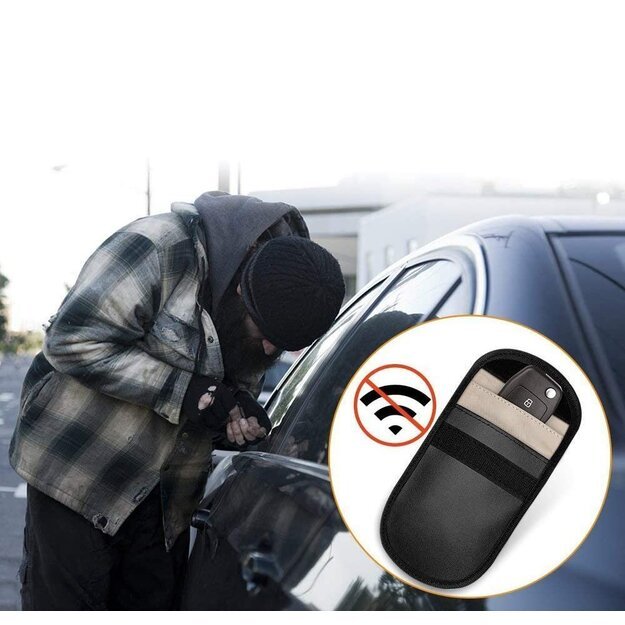 Anti-theft Car Key Pouch Radio Blocking Pouch Keyless Faraday Box Faraday Cage 14cm with 10cm Black 7