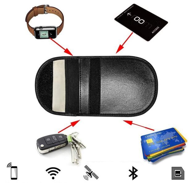 Anti-theft Car Key Pouch Radio Blocking Pouch Keyless Faraday Box Faraday Cage 14cm with 10cm Black 11