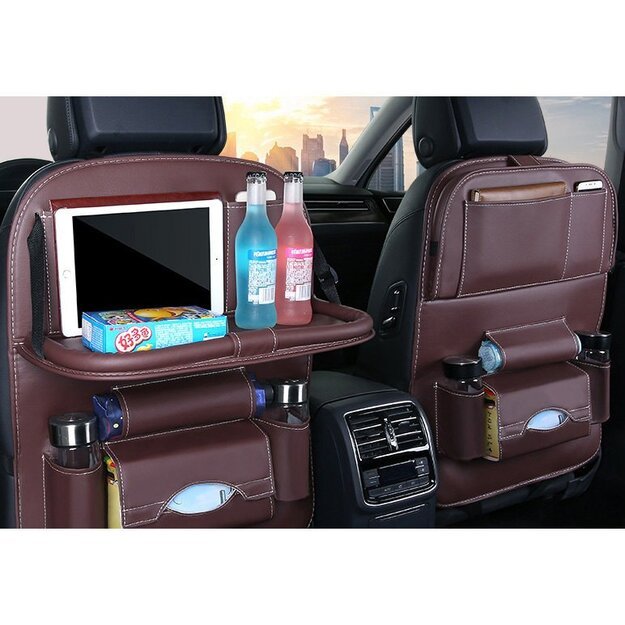 Car seat organizer seat protector seat cover shelf mini car table black 9