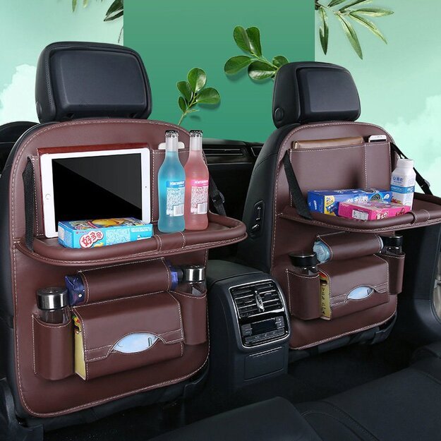 Car seat organizer seat protector seat cover shelf mini car table black 6