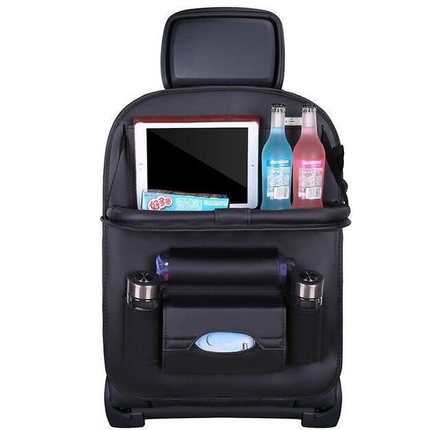 Car seat organizer seat protector seat cover shelf mini car table black 1