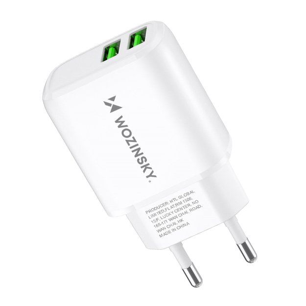 Wozinsky CUWCW 2.4A 2 x USB-A wall charger - white 2