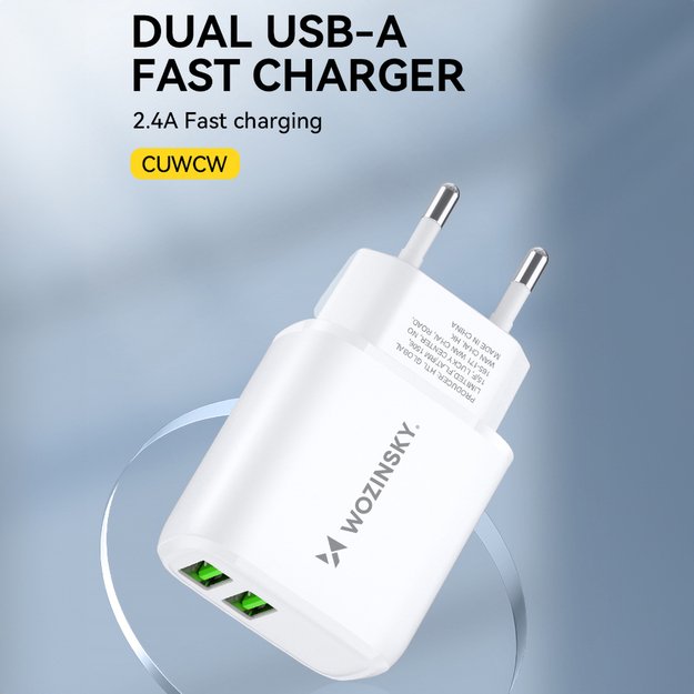 Wozinsky CUWCW 2.4A 2 x USB-A wall charger - white 5