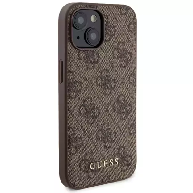 Guess 4G Metal Logo case set for iPhone 15 + 5000mAh MagSafe power bank - brown 12