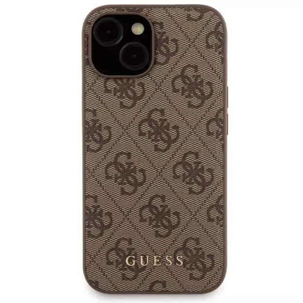 Guess 4G Metal Logo case set for iPhone 15 + 5000mAh MagSafe power bank - brown 11
