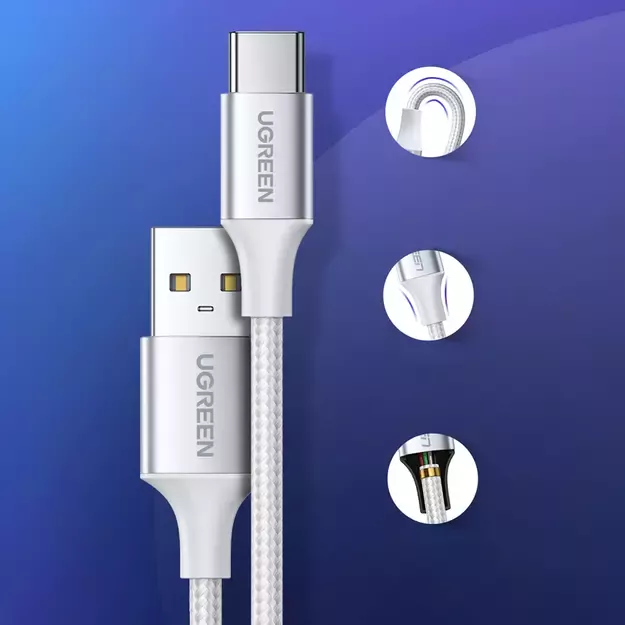 Ugreen US288 60133 USB-A / USB-C QC 3.0 3A 2m Cable - White 5