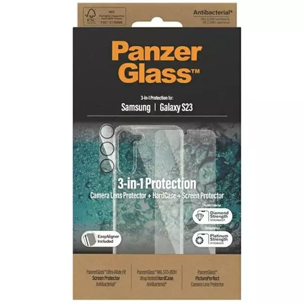 PanzerGlass Bundle 3in1 Transparent Case + Film + Camera Protector for Samsung Galaxy S23 2