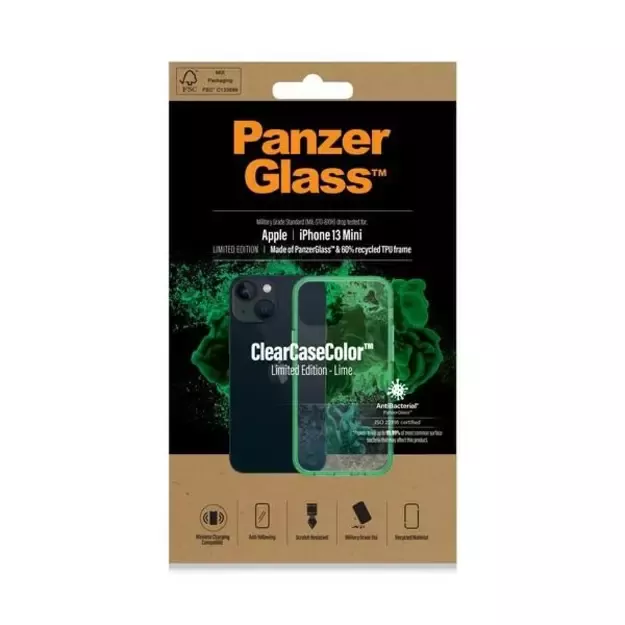 PanzerGlass ClearCase antibacterial Military Grade certified case for iPhone 13 mini - transparent green 5