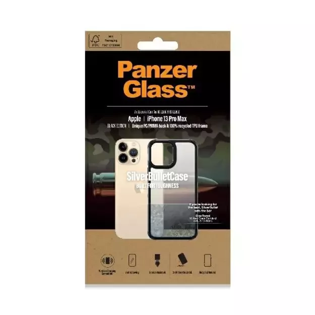 PanzerGlass ClearCase antibacterial Military Grade certified case for iPhone 13 Pro Max - transparent and black 9