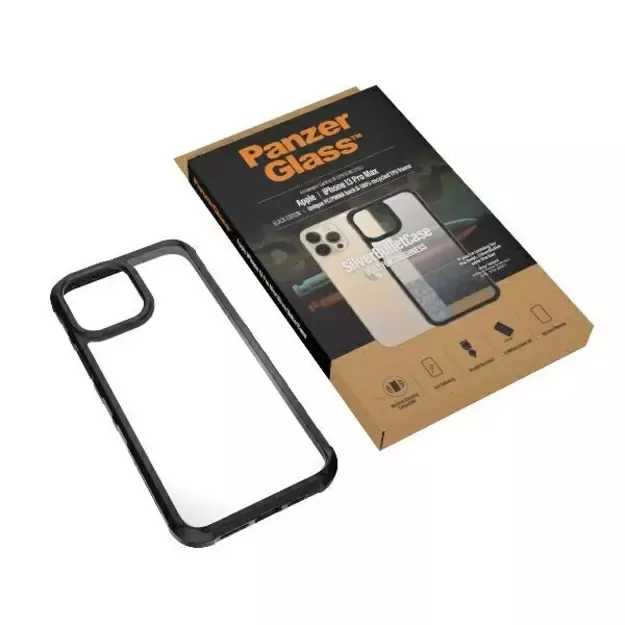 PanzerGlass ClearCase antibacterial Military Grade certified case for iPhone 13 Pro Max - transparent and black 11