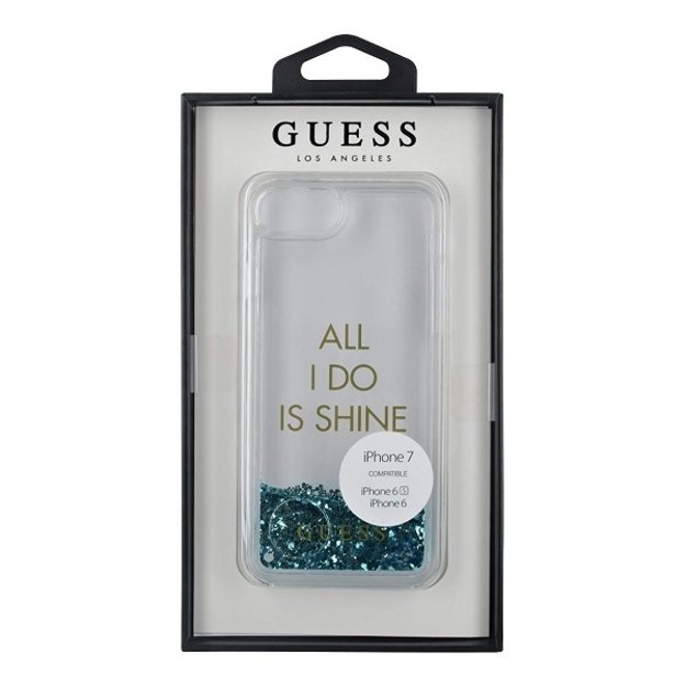 Guess GUHCP7GLUQBL iPhone 6/7/8 /SE 2020 / SE 2022 blue/blue hard case Liquid Glitter Party 6
