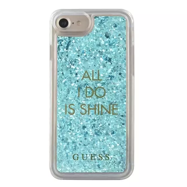 Guess GUHCP7GLUQBL iPhone 6/7/8 /SE 2020 / SE 2022 blue/blue hard case Liquid Glitter Party 2