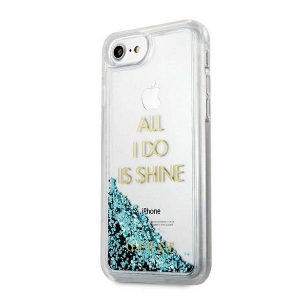 Guess GUHCP7GLUQBL iPhone 6/7/8 /SE 2020 / SE 2022 blue/blue hard case Liquid Glitter Party 4