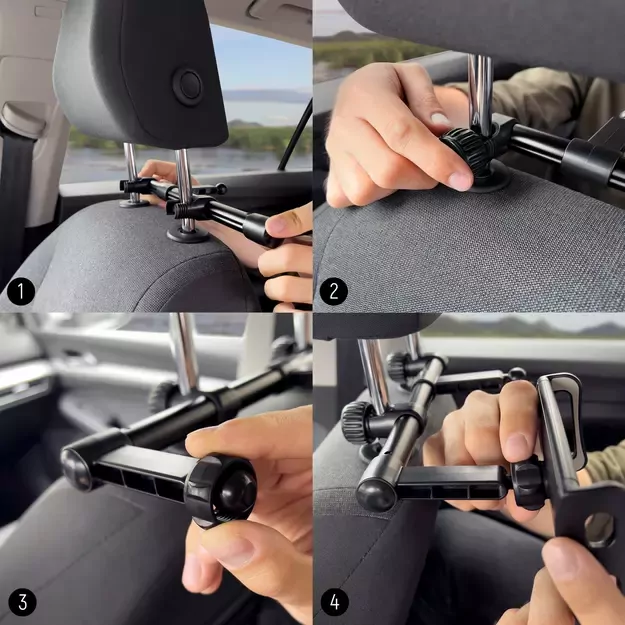 Wozinsky dual car phone holder for headrest black (WTHBK1) 11