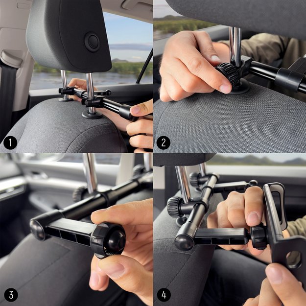 Wozinsky dual car phone holder for headrest black (WTHBK1) 24