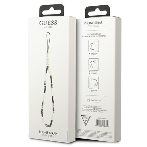 Guess pendant GUSTBCKH Phone Strap black-white/black-white Heishi Beads 2