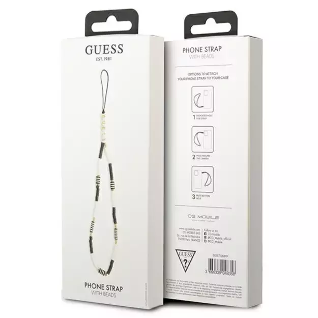 Guess pendant GUSTBCKH Phone Strap black-white/black-white Heishi Beads 2