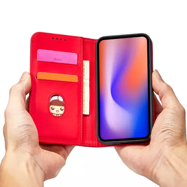 Magnet Card Case for iPhone 12 Pro Max Pouch Card Wallet Card Holder Red 24