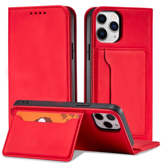 Magnet Card Case for iPhone 12 Pro Max Pouch Card Wallet Card Holder Red 1
