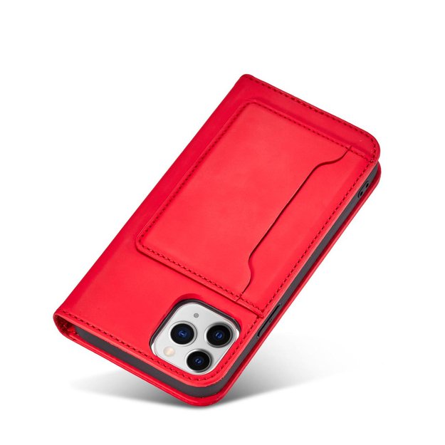 Magnet Card Case for iPhone 12 Pro Max Pouch Card Wallet Card Holder Red 6