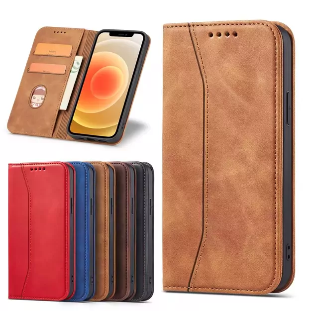 Magnet Fancy Case Case for iPhone 12 Pro Max Pouch Wallet Card Holder Brown 17